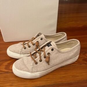Casual Beige Sperry Slip Ons